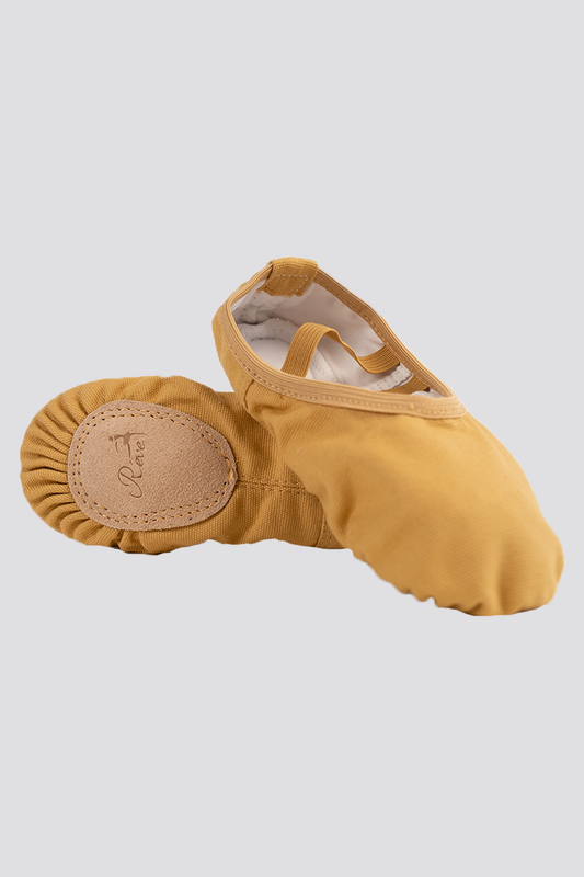 Cross Straps Canvas Ballet Shoes- Split Sole No Drawstring-Yellow