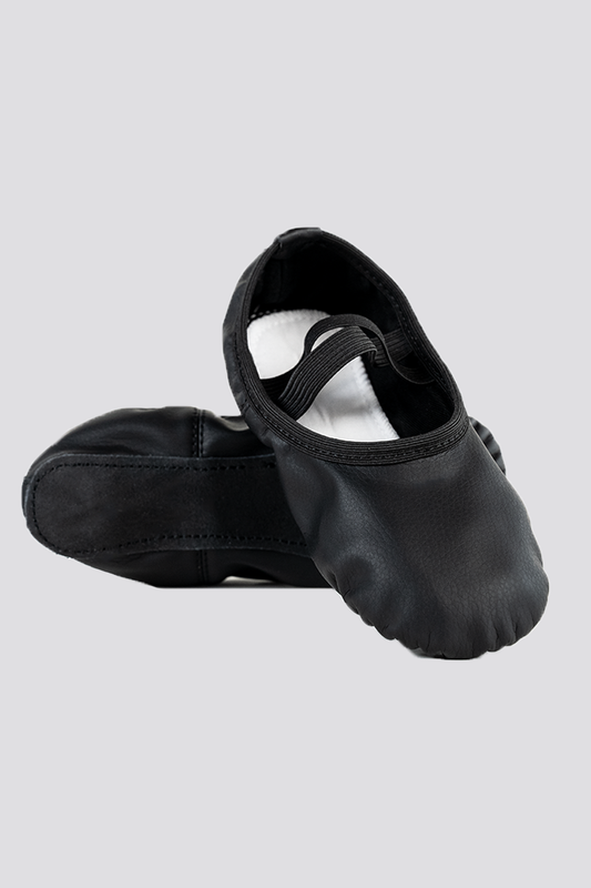 PU LEATHER BALLET SHOES- Full Sole No Drawstring-Black