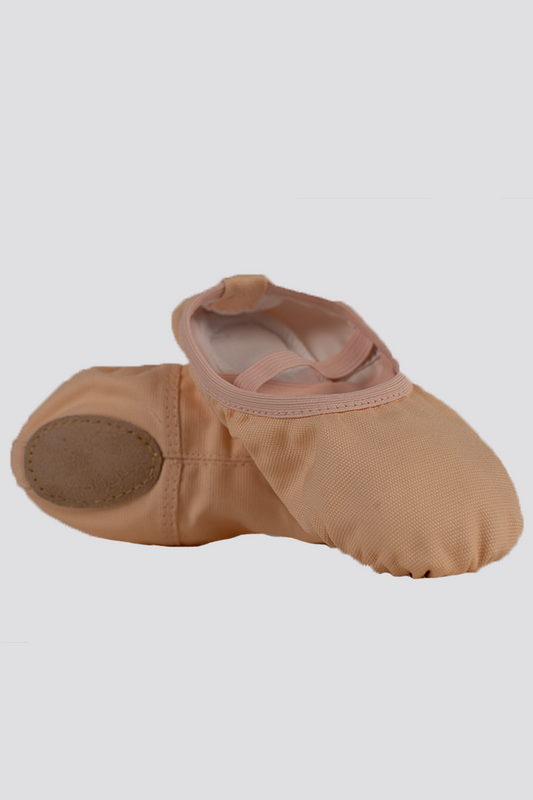 Cross Straps Canvas Ballet Shoes- Split Sole No Drawstring-Ballet Pink