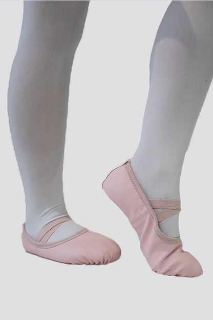 PU LEATHER BALLET SHOES- Split Sole No Drawstring-Pink