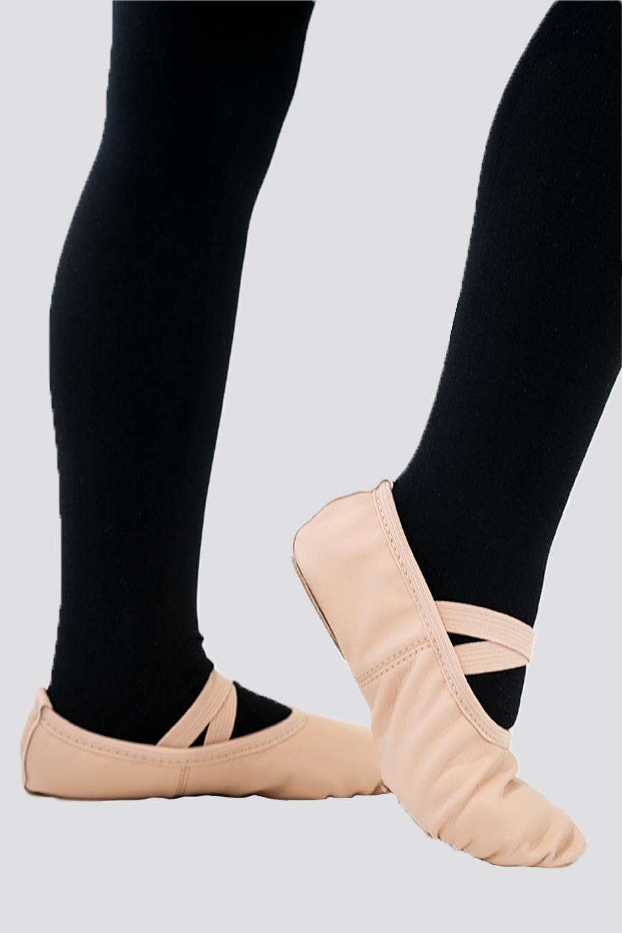 PU LEATHER BALLET SHOES- Split Sole No Drawstring-Pink